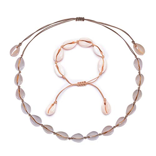 GLITZFAS Damen Natural Shell Choker Halsketten Armband Schmuck Set Boho Muschelkette (Braun) GLITZFAS Damen Natural Shell Choker Halsketten Armband Schmuck Set Boho Muschelkette (Braun) von GLITZFAS