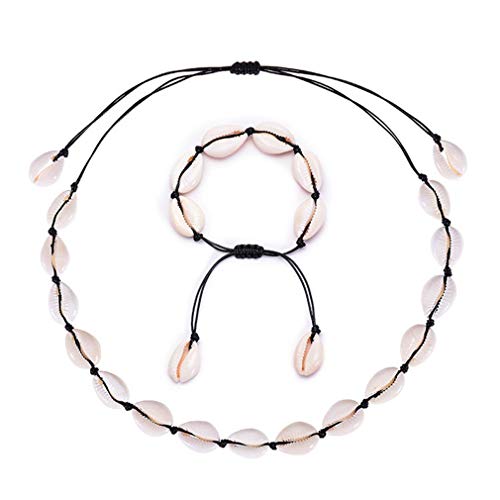 GLITZFAS Damen Natural Shell Choker Halsketten Armband Schmuck Set Boho Muschelkette (Schwarz) GLITZFAS Damen Natural Shell Choker Halsketten Armband Schmuck Set Boho Muschelkette (Schwarz) von GLITZFAS