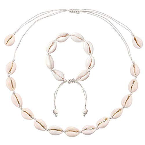 GLITZFAS Damen Natural Shell Choker Halsketten Armband Schmuck Set Boho Muschelkette (Weiß) GLITZFAS Damen Natural Shell Choker Halsketten Armband Schmuck Set Boho Muschelkette (Weiß) von GLITZFAS