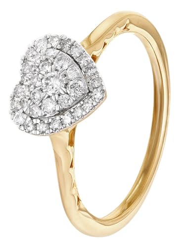 GLIZZ Damen Diamant-Ring Herz Gold 333/8K zeitloses Schmuckstück für Frauen, zauberhaftes Accessoire GL8654-52 Ringgröße 52/16,6 von GLIZZ