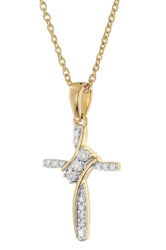 GLIZZ Damen-Halskette mit Diamant-Kreuz Gold 333/8K zauberhafter Halsschmuck für Frauen, wunderschöne Geschenkidee und edles Accessoire, GL8640 von GLIZZ