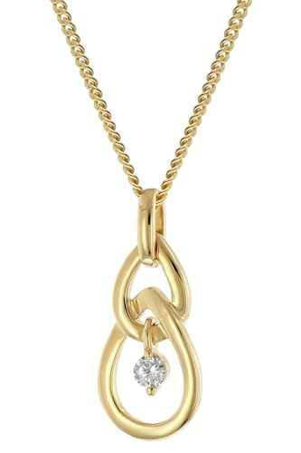 GLIZZ Damen-Halskette mit Gold-Anhänger 333/8K Zirkonia traumhafter Halsschmuck für Frauen, elegantes Accessoire und edle Geschenkidee GL8144-45 45 cm von GLIZZ