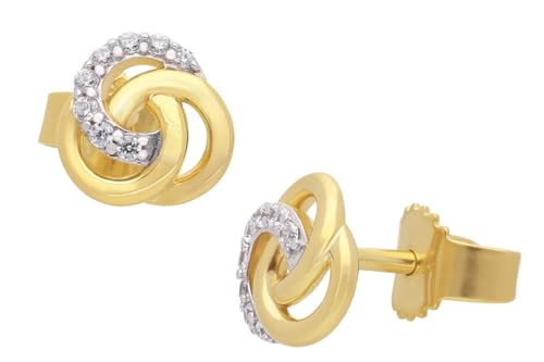 GLIZZ Damen-Ohrringe Gold 333/8K Knoten Ohrstecker Mit Zirkonias zauberhafter Ohrschmuck für Frauen, wunderschönes Accessoire und edle Geschenkidee GL8675 von GLIZZ