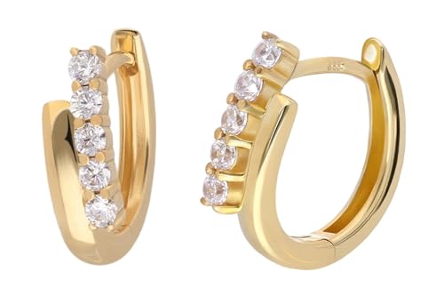 GLIZZ Damen-Ohrringe Gold 333 / 8K Zirkonia Klapp-Creolen zauberhafter Ohrschmuck für Frauen, modisches Accessoire und edle Geschenkidee GL8566 von GLIZZ