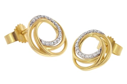 GLIZZ Damen-Ohrringe Knoten Ohrstecker Gold 333/8K mit Zirkonias zauberhafter Ohrschmuck für Frauen, wunderschönes Accessoire und edle Geschenkidee, GL8677 von GLIZZ