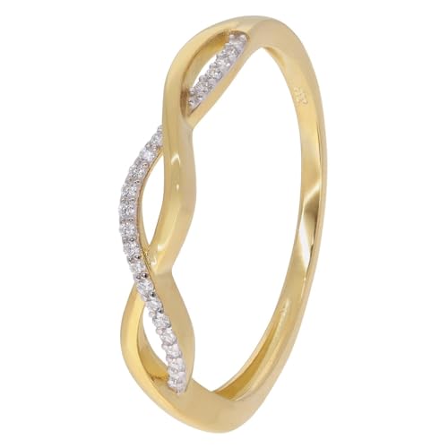 GLIZZ Damenring 333 Gold (8 Karat) Zirkonia-Ring traumhaftes Schmuckstück für Frauen, zauberhaftes Accessoire GL8764 Ringgröße 56/17,8 von GLIZZ