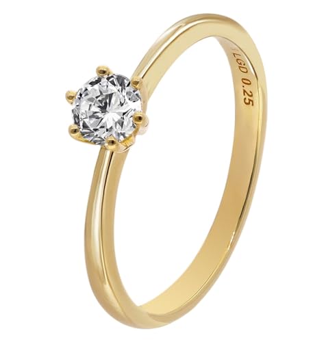 GLIZZ Damenring mit Diamant 0,25 ct. Gold 333/8K Brillantring bezauberndes Schmuckstück für modische Frauen, hochwertiges Accessoire GL8668-54 Ringgröße 54/17,2 von GLIZZ