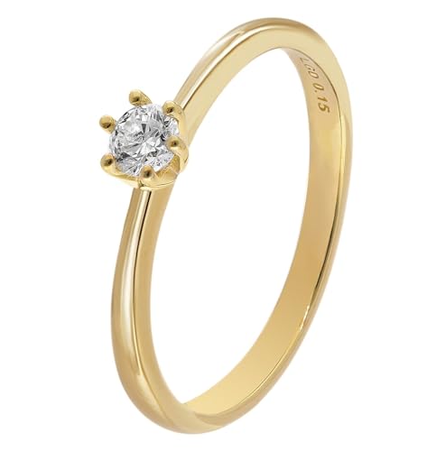 GLIZZ Damenring mit Lab Grown Diamant 0,15 ct Gold 333 Brillantring GL8658-54 Ringgröße 54/17,2 von GLIZZ