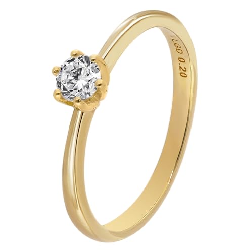 GLIZZ Damenring mit Lab Grown Diamant 0,20 ct. Gold 333 Brillantring GL8664-54 Ringgröße 54/17,2 von GLIZZ