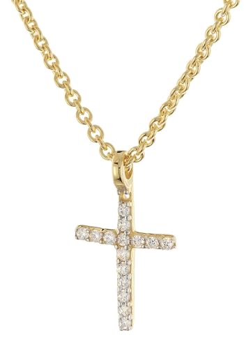 GLIZZ Halskette Mit Kleinem Kreuz 333 Gold Zirkonia-Collier modischer Halsschmuck für Frauen, wunderschöne Geschenkidee und edles Accessoire, GL8357 von GLIZZ