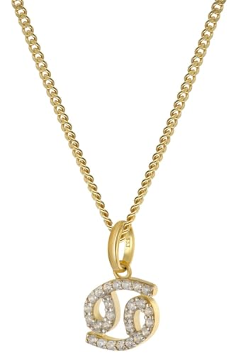 GLIZZ Sternzeichen Krebs Gold 333/8K an vergoldeter Silberkette GL8330-04 von GLIZZ