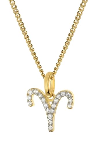 GLIZZ Sternzeichen Widder Gold 333/8K an vergoldeter Silberkette GL8330-01-45 45 cm von GLIZZ