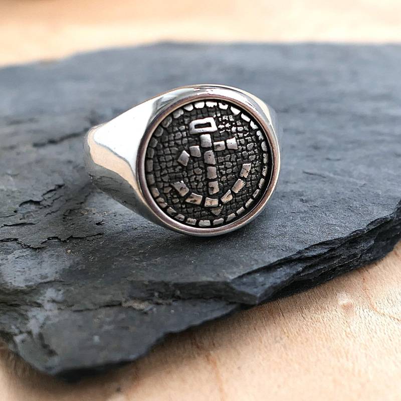 Anker Ring Aus 925 Sterling Silber - Handgefertigter Siegelring Im Maritimen Vintage-Stil von GLJewelryArtist