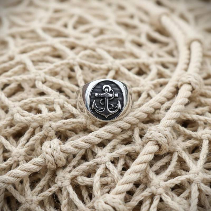 Handgemachter Anker-Ring Aus 925 Sterling Silber - Statement-Ring Für Herren Und Damen Im Maritimen Stil von GLJewelryArtist