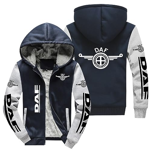 GLLUSA Herren Hoodie für DAF 3D Druck Fleece-Kapuzenpullover Casual Pullover Jacke Zip Herbst und Winter warm Langärmeliges Sweatshirt Durchgehender Reißverschluss Patchwork Pullover Mantel-4||XL von GLLUSA