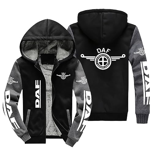 GLLUSA Herren Hoodie für DAF 3D Druck Fleece-Kapuzenpullover Casual Pullover Jacke Zip Herbst und Winter warm Langärmeliges Sweatshirt Durchgehender Reißverschluss Patchwork Pullover Mantel-7||XL von GLLUSA