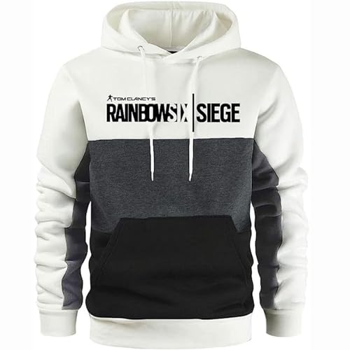GLLUSA Herren-Hoodies Pullover Für Rainbow Six Siege Druck Color Block Langarm Sweatshirt Mit Kapuze Leichtes Patchwork Lässige Warme Pullover Tops Mit Taschen Und Kordelzug-6||3XL von GLLUSA