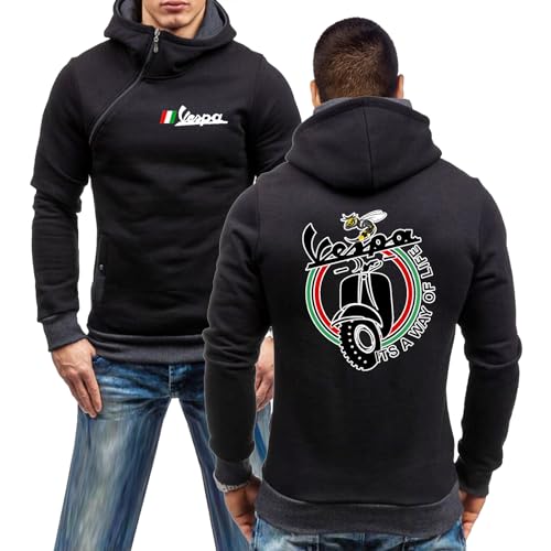 GLLUSA Herren Kapuzenpullover Collision Color Sportswear Für Servizio Vespa Mit Taschenjacken Langarm-Sweatshirt Halbreißverschluss Mäntel Pullover Tops Hoody-Black Gray||XXL von GLLUSA