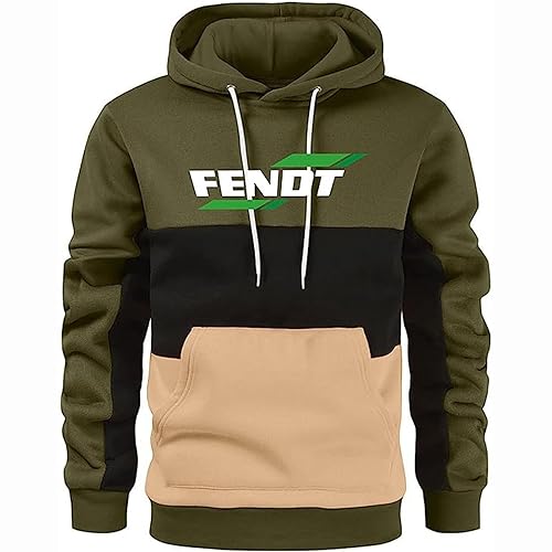 GLLUSA Herren-Kapuzenpullover Für Fendt Druck Patchwork Sport-Kapuzen-Sweatshirt Arbeitskleidung Frühling Leichtes Fleece Langärmeliger Kordelzug Pullover Top Teen Geschenk Mit Kangatasche-1||L von GLLUSA