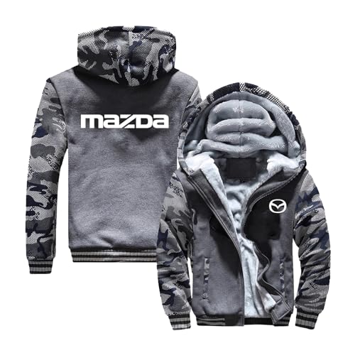 GLLUSA Herren-Kapuzenpullover Gefüttert Warm Sweatshirts Für Mazda Lange Ärmel Decke Patchwork-Jacke Durchgehender Reißverschluss Top Sport-Kapuzenpullover-Camo-B||L von GLLUSA