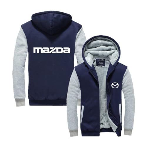 GLLUSA Herren-Kapuzenpullover Gefüttert Warm Sweatshirts Für Mazda Lange Ärmel Decke Patchwork-Jacke Durchgehender Reißverschluss Top Sport-Kapuzenpullover-Light Gray||XL von GLLUSA