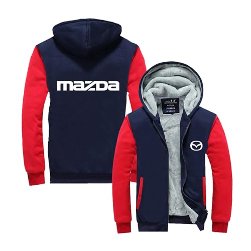 GLLUSA Herren-Kapuzenpullover Gefüttert Warm Sweatshirts Für Mazda Lange Ärmel Decke Patchwork-Jacke Durchgehender Reißverschluss Top Sport-Kapuzenpullover-Red||L von GLLUSA