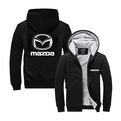 GLLUSA Herren Kapuzenpullover Gefütterte Jacken Für Mazda Kapuzenpullover Nähte Oberbekleidung Oberteile Durchgehender Reißverschluss Sweatshirts Langarmpullover-Black||M von GLLUSA