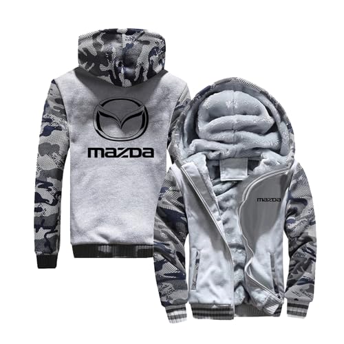 GLLUSA Herren Kapuzenpullover Gefütterte Jacken Für Mazda Kapuzenpullover Nähte Oberbekleidung Oberteile Durchgehender Reißverschluss Sweatshirts Langarmpullover-Camo-C||3XL von GLLUSA