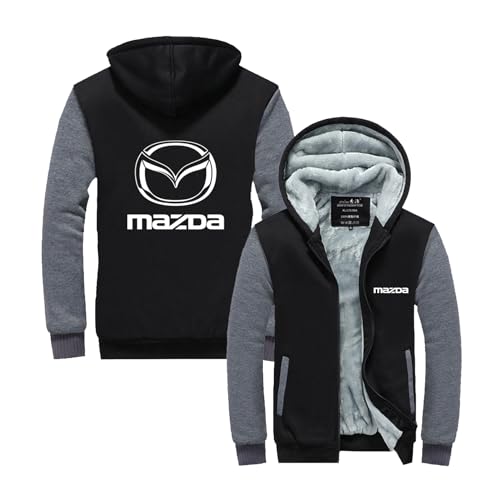 GLLUSA Herren Kapuzenpullover Gefütterte Jacken Für Mazda Kapuzenpullover Nähte Oberbekleidung Oberteile Durchgehender Reißverschluss Sweatshirts Langarmpullover-Dark Gray||M von GLLUSA