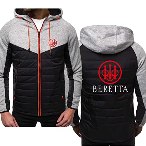 GLLUSA Herren-Kapuzenpullover für Beretta Druck Fleece-Kapuzen-Sweatshirt mit Reißverschluss Warm Soft Sport Aktiv Pullover Mantel Zip up Langarm Pullover Top Patchwork-Mäntel mit Taschen-C||3XL von GLLUSA