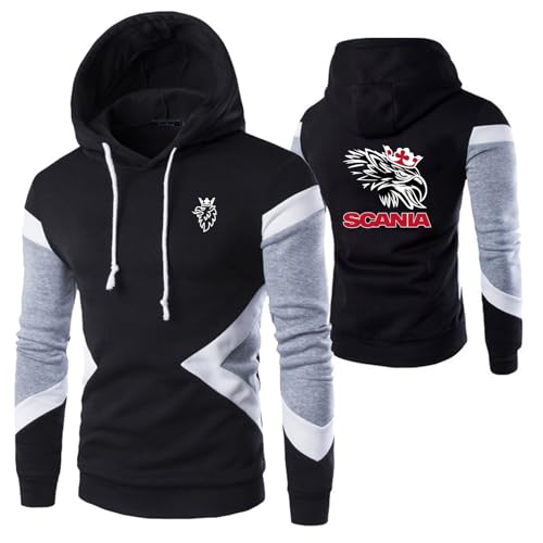 GLLUSA Herren-Patchwork-Kapuzenpullover Für Scania Training Fitness Oberbekleidung Kapuzenjacken Pullover Sweatshirt Langarm-Oberteile Kapuzenpullover Gemütliche-Black||L von GLLUSA