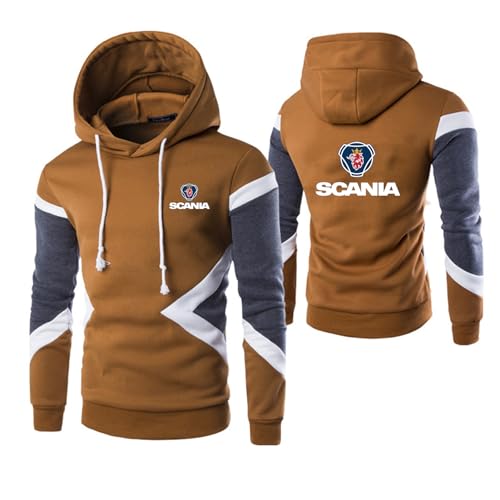 GLLUSA Herren-Pullover-Hoodies Für Scania Farbblock-Jacken Langarm-Oberteile Kapuzenpullover Sweatshirt Kapuzenmäntel Baggy-Street-Wear-Aktiv-Outwear-Brown||L von GLLUSA