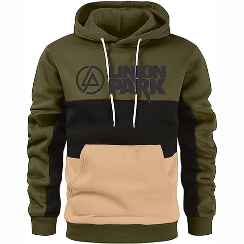 GLLUSA Herren Sweatshirt Mit Kapuze Für Linkin Park Druck Fleece Warmer Pullover Hoodie Mode Leichter Pullover Farbe Block Sport Pullover Tops Unisex-Erwachsene-1||3XL von GLLUSA