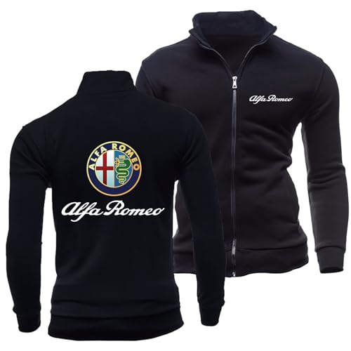 GLLUSA Herren Sweatshirtjacke Für Al-FA Ro.meo Print Reverspullover Langarm Cardigan Mit Durchgehendem Reißverschluss Lässiger Mantel Leichte Jacken Top – Jugendgeschenk-Black||L von GLLUSA