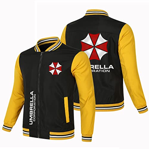 GLLUSA Herren Varsity Baseball-Jacke für Resident Print Patchwork College Baseball-Mantel Bomberjacke mit Reißverschluss Unisex Herren/Frauen Fleece Stehkragen Sport-Outfit-E||L von GLLUSA