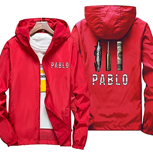 GLLUSA Kapuzenpullover Für Herren Für Pablo Print Hoodies Casual Pullover Langarm Zip Hoody Sport Cardigan Tops Red||M von GLLUSA