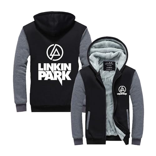 GLLUSA Kapuzenpullover Sweatshirtjacke Für Herren for Linkin Park Print Lässiger Pullover Warmer Kapuzenpullover Langarm Nähte Reißverschluss Kapuzenpullover Mantel Tops- Black Gray||3XL von GLLUSA