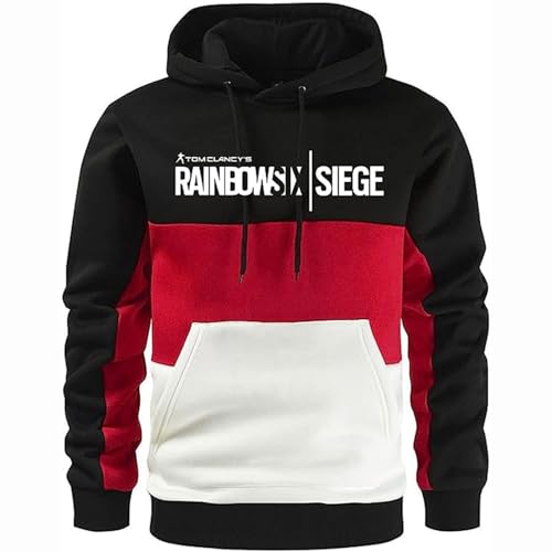 GLLUSA Männer Kapuzen-Oberteile - Rainbow Six Siege Druck Leichtes Wandern Kapuzenpullover Außenbereich Kontrast Farbe Kapuzen-Shirts Lässiger Unisex-Pullover mit Kängurutasche-4||XL von GLLUSA