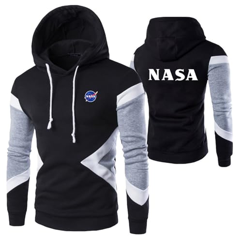 GLLUSA Männer Pullover Hoodie Hoody Für NASA Kapuzen-Trainingsanzug Training Fitness Outwear Langarm-Sweatshirt-Druck Jacken Bequeme Nähte Mäntel-Black||XL von GLLUSA