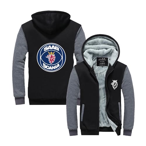 GLLUSA Sherpa Line Hoodies Für Herren Sportbekleidung Für SAAB Weiche Hoody-Trainingsjacken Sweatshirts Mit Reißverschluss Farbblock-Outwear-Oberteile-Dark gray||L von GLLUSA