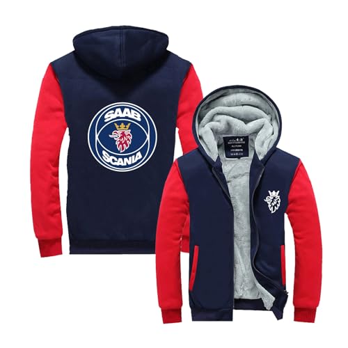 GLLUSA Sherpa Line Hoodies Für Herren Sportbekleidung Für SAAB Weiche Hoody-Trainingsjacken Sweatshirts Mit Reißverschluss Farbblock-Outwear-Oberteile-Red||4XL von GLLUSA