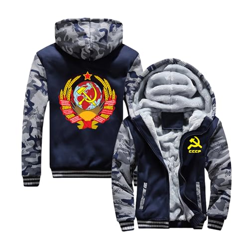 GLLUSA Verdickte Herren-Kapuzenpullis Für CCCP Langärmelige Kapuzenpullover Grafische Sweatshirts Tarnfarben Reißverschlussjacken Freizeitmäntel Kapuzendecke-Camo-A||3XL von GLLUSA