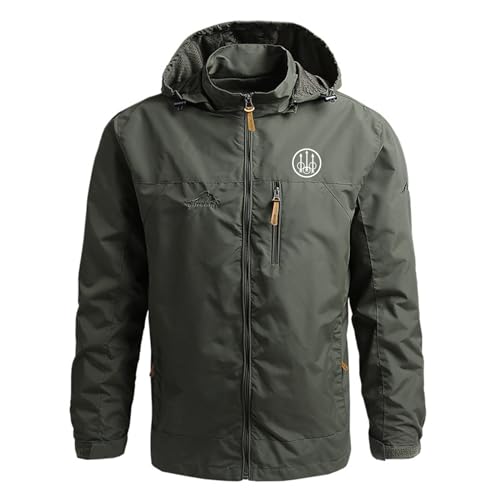 GLLUSA Wasserdichte Herrenjacke Für Beretta Print Atmungsaktiv Winddicht Shell Jacke Jacke Frühling Herbst Leichtgewicht Windbreaker Hoodies Outdoor Lässig Mantel Mit Kapuze-Army Green ||XL von GLLUSA