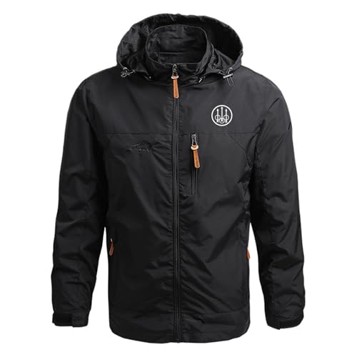 GLLUSA Wasserdichte Herrenjacke Für Beretta Print Atmungsaktiv Winddicht Shell Jacke Jacke Frühling Herbst Leichtgewicht Windbreaker Hoodies Outdoor Lässig Mantel Mit Kapuze-Black||XL von GLLUSA