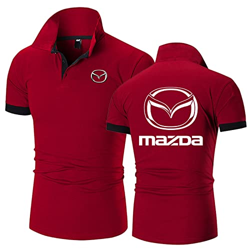 Herren Golf Poloshirt T-Shirt Für Mazda Print Rugby T-Shirts Revers Kurzarm Casual Poloshirts Sport T-Shirts – Geschenk Für Teenager-Red||XXL von GLLUSA