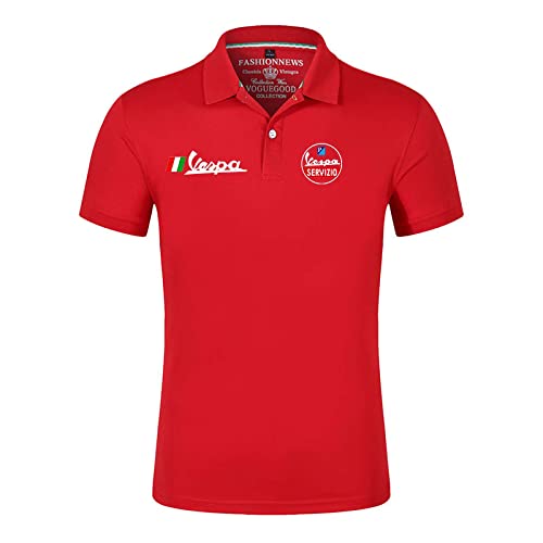 Herren Golf Poloshirt T-Shirt Für Servizio Vespa Print Revers Kurzarm Rugby T-Shirt Mode T-Shirt Sport Halbarm Tops – Geschenk Für Teenager-Red||XL von GLLUSA