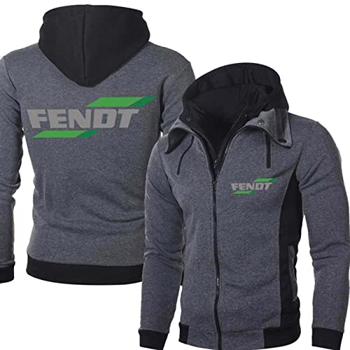 Herren-Kapuzenpulli für Fendt Druck Kapuzenpulli Fleece mit Reißverschluss Sweatshirt-Jacke mit Kapuze Einfarbige Pullover Tops Dünn gefüttert Frühling Winddichter Kapuzenmantel mit Taschen-Black||L von GLLUSA