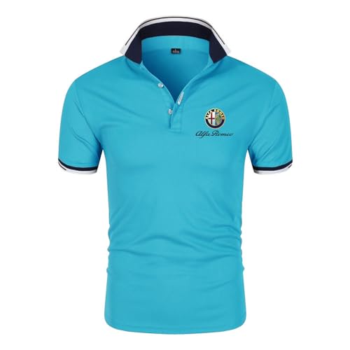 Herren Poloshirt Golf T-Shirt Für Al-FA Ro.meo Print Rugby T-Shirts Revers Kurzarm Sport Poloshirts Tennis T-Shirts – Geschenk Für Teenager-Sky Blue||3XL von GLLUSA