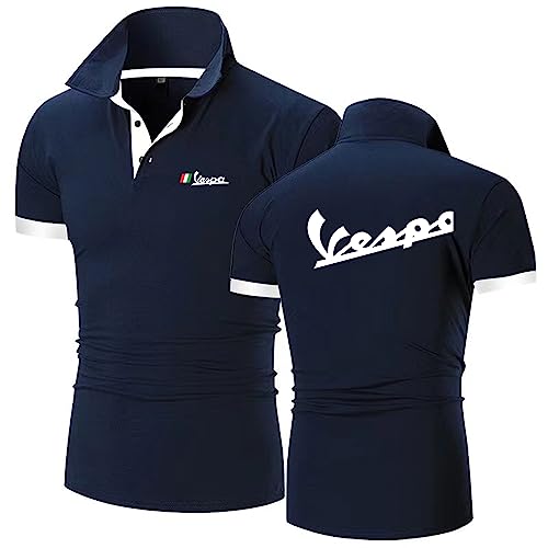 Herren-Poloshirts Leichtes Radtrikot Für Servizio Vespa-Aufdruck T-Shirt Kragen Halbe Ärmel Golf Kurzärmeliges T-Shirt Oberteil Kleidung Rennanzug-Navy Blue+White||XXL von GLLUSA