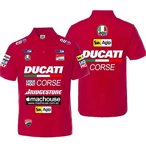 Herren T-Shirt Poloshirt Für Ducati Print Jersey Kurzarm Golf Poloshirts Revers Halbarm Sport T-Shirts – Geschenke Für Teenager-Red||4XL von GLLUSA